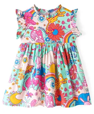 بونفينو - فستان بأكمام مكشكشة بطبعة زهور - متعدد الألوان