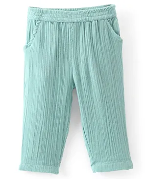 Bonfino 100% Cotton Full Length Double Gauze Trouser -Teal Blue