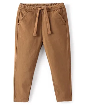 Bonfino Cotton Elastane Full Length Trousers Solid Color - Khaki