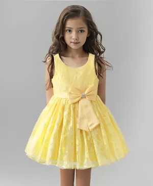 Kookie Kids Embroidered Party Dress - Yellow