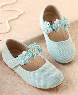 Cute Walk by Babyhug Ballerina with Floral Applique & Velcro Closure -Blue