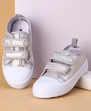 Cute Walk by Babyhug Casual Shoes with Velcro Closure and Sequin Detailing - Silver