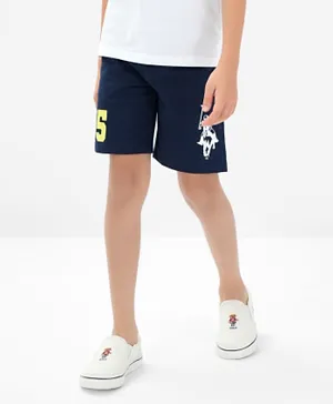 Pine Kids Cotton Knit Above Knee Graphic Length Shorts -  Blue