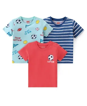 Babyhug Cotton Half Sleeves T-Shirts With Football Graphics Pack of 3 - Multicolor