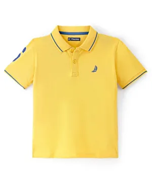 Pine Kids Half Sleeves Boat Embroidered Polo T-Shirt - Yellow
