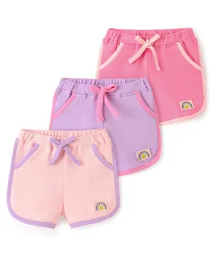 Bonfino 100% Cotton Solid Shorts Pack of 3 - Lilac & Pink