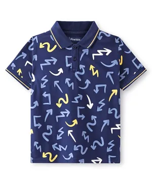 Pine Kids Half Sleeves Printed Polo T-Shirt - Blue