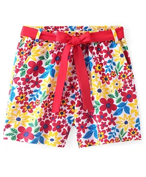 Pine Kids Single Jersey Knee Length Shorts With Floral Print - Multicolor