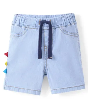 Bonfino Cotton Rib Denim Shorts - Blue