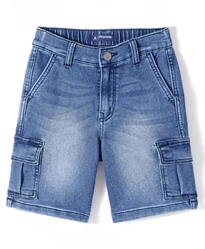Pine Kids Denim Above Knee Length Washed Shorts - Blue