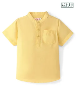 Babyhug Cotton Linen Kurta Style Mandarin Neck Shirt - Yellow