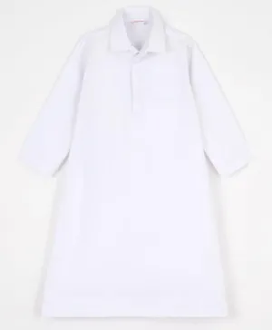 Kriti Solid Collar Neck Arabic Kandora - White