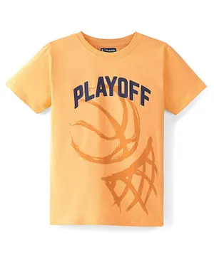 Pine Kids Half Sleeves T-Shirt With Text Print - Orange