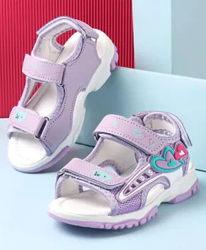 Cute Walk by Babyhug Sandal with Velcro Closure Heart Applique - Purple & White