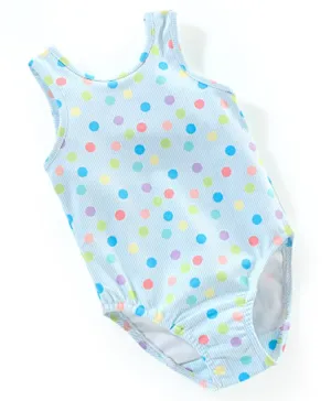Babyhug V Cut Sleeveless Swimsuit Polka Dots Print - Blue