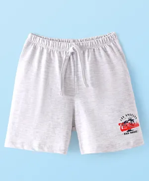 Babyhug Cotton Knit  Beach Theme Printed Shorts - Grey