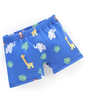 Babyhug Elephant & Giraffe Printed Swimming Trunks - Blue