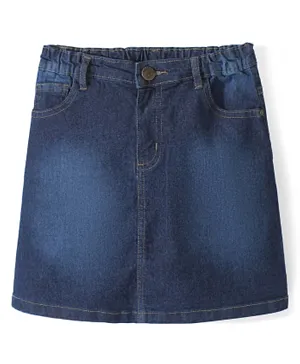 باين كيدز - تنورة جينز مغسولة محبوكة بطول فوق الركبة - أزرق