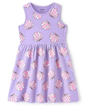 Primo Gino Sleeveless Frock With Sea Shell Print - Lavender