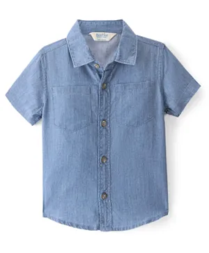 Bonfino 100% Cotton Knit Half Sleeves Solid Shirts -Indigo