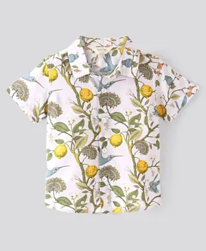 Bonfino Lemon Tree All Over Printed Shirt - White