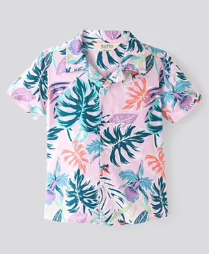 Bonfino 100% Viscose Half Sleeves Resort Collar Shirt With Tropical Print -Multicolor