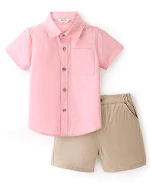 Bonfino Shirt and Shorts Set - Pink &  Beige