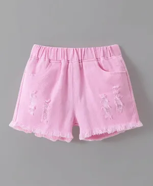 SAPS Solid Ripped Shorts - Pink