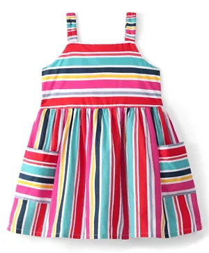 بيبي هاغ - فستان منسوج بدون أكمام بخطوط قطن بوبلين 100% - متعدد الألوان
