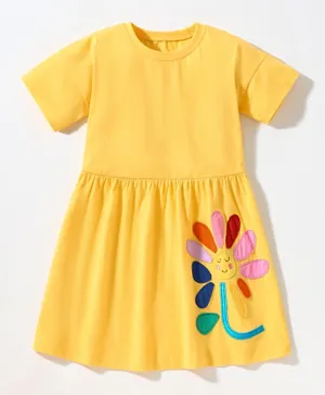 SAPS Flower Patched Dress - Yellow
