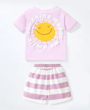 SAPS Sunshine Makes Me Smile Graphic T-shirt & Shorts Set - Purple