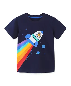 SAPS Rocket Graphic T-Shirt - Navy Blue