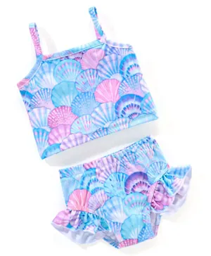 Babyhug Shells Themed Sleeveless Two Piece Swimsuit - Multicolour