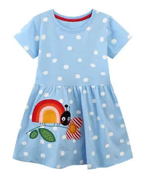 SAPS Ladybird Patch Dress - Blue