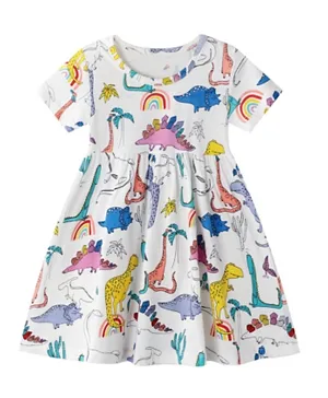 SAPS All Over Dino Printed Dress - Multicolor