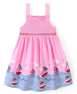بيبي هاغ - فستان بطبعات قارب - وردي