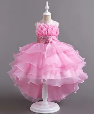 Kookie Kids Flower Applique Up & Down Party Dress - Pink