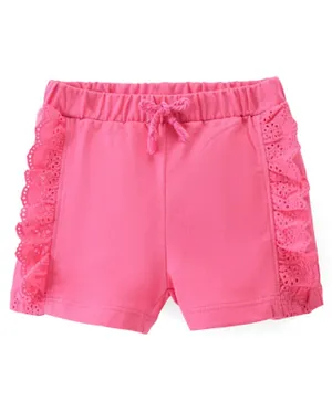 Babyhug Cotton Single Jersey Knit Mid Thigh Length Solid Color Shorts - Pink