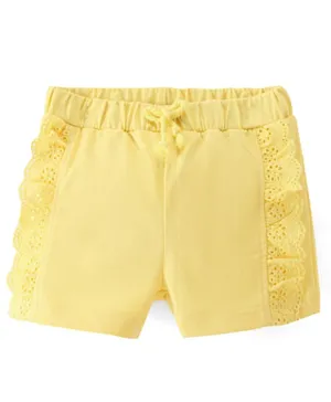 Babyhug Cotton Single Jersey Knit Mid Thigh Length Solid Color Shorts - Yellow