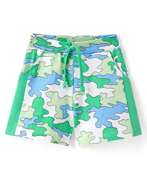 Babyhug Cotton Looper Knit Mid Thigh Camo Printed Shorts - Green