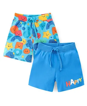 Babyhug Cotton Looper Knit Mid Thigh Length Shorts Smiley Print Pack of 2- Multicolour