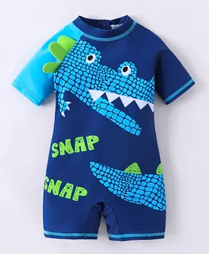 SAPS Dino Placement Print Legged Swimsuit - Blue