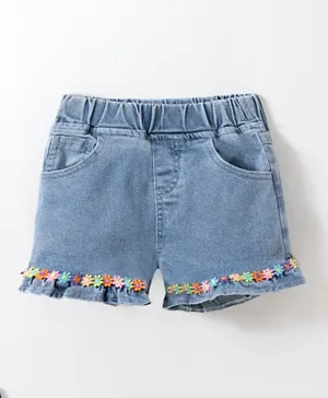 SAPS Floral Embellished Shorts - Blue