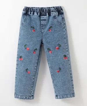 SAPS Cherry  Embroidered Jeans - Blue
