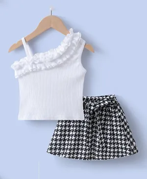 SAPS Checked Top and Skirt - White
