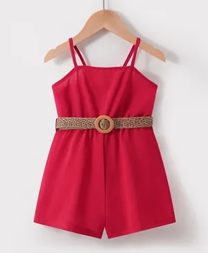 SAPS Solid Singlet Neck Jumpsuits - Red