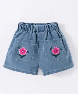 SAPS Floral Applique Shorts - Blue