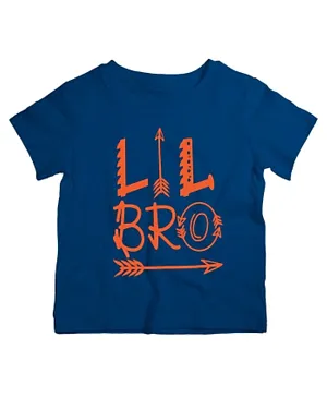 Twinkle Hands Half Sleeves Lil Bro Print T - Shirt - Navy Blue