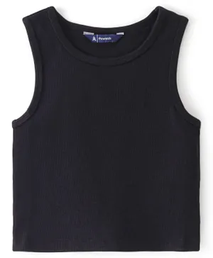 Pine Kids 100% Cotton Knit Sleeveless Solid Color Top - Jet Black