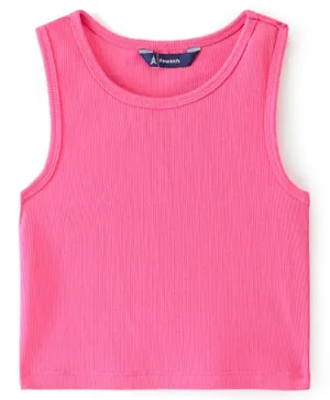 Pine Kids 100% Cotton Knit Sleeveless Solid Color Top - Pink